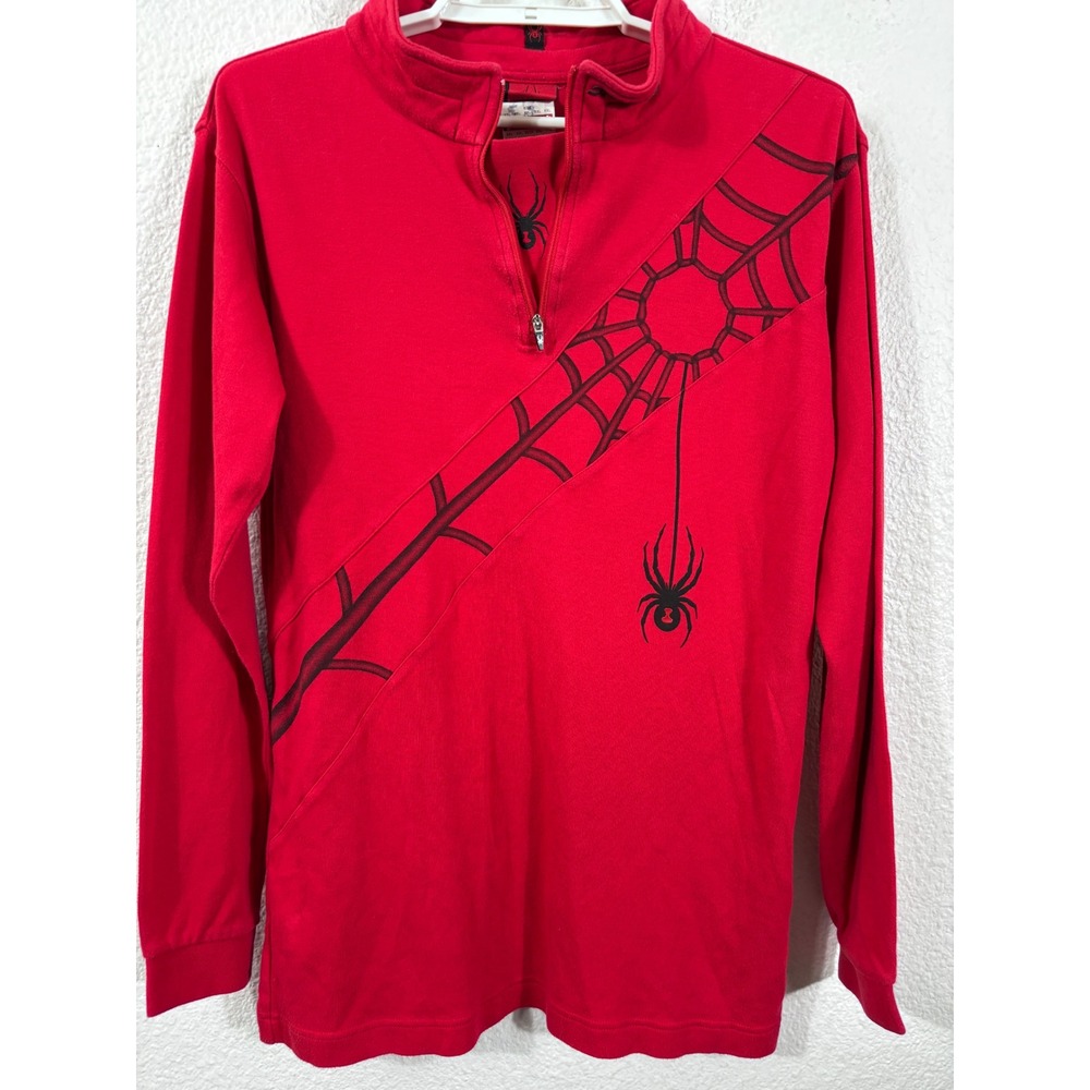 Spyder Quarter Zip Pullover Kids XXL Red Spider Web Graphic Mock Neck